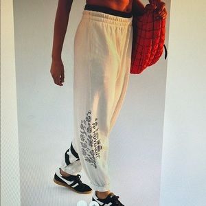 White Graphic Sweatpants